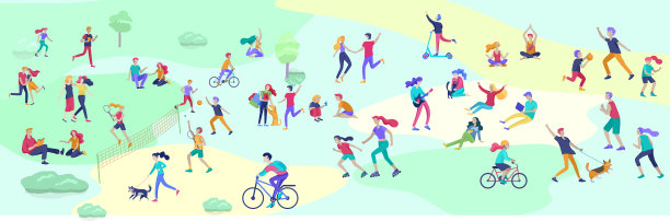 人们花时间在自然和家庭中放松图片下载