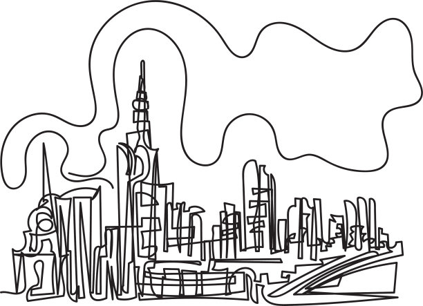 线条剪影设计手绘的极简主义图片下载