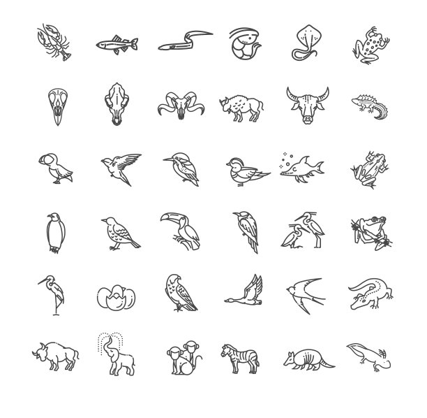 线条动物概念瘦图标设置图片下载