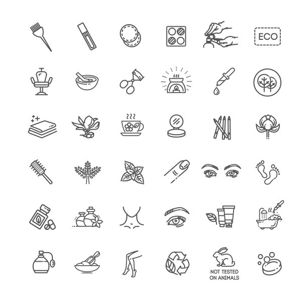 美容轮廓图标集美容治疗图片下载