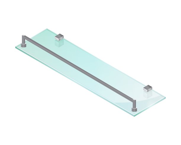 等距矢量插图空玻璃架子孤立在白色背景。逼真的透明玻璃货架图标在平面卡通风格。现代矩形书架。透明展板。图片下载