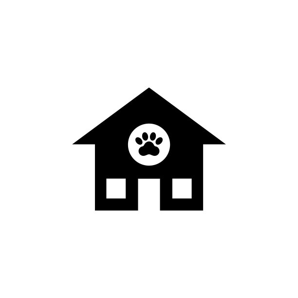 动物屋庇护所犬扁平图标简单图片下载