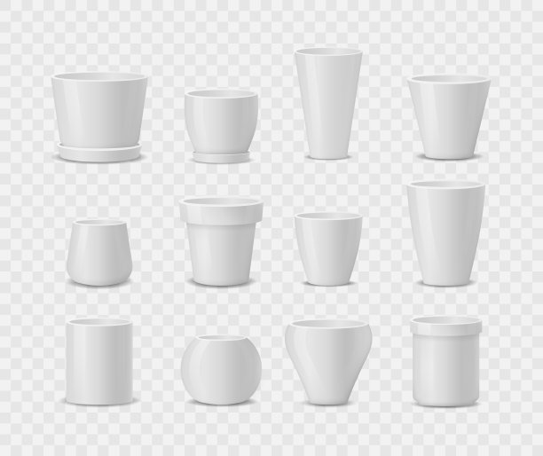 设置现实白色陶瓷花盆图片下载