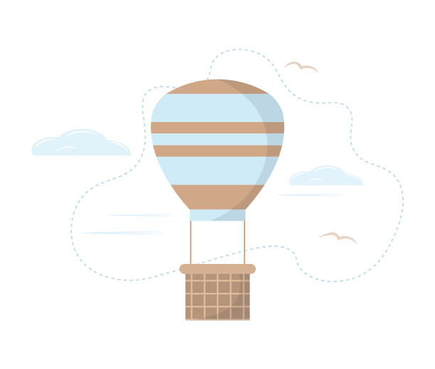 蓝色的热气球在云雾中飞翔图片下载