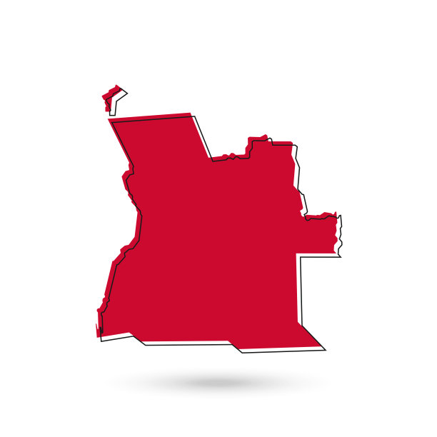 矢量插图的红色地图上的安哥拉的白色背景图片下载