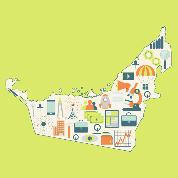 用科技图标绘制阿拉伯酋长国地图图片下载