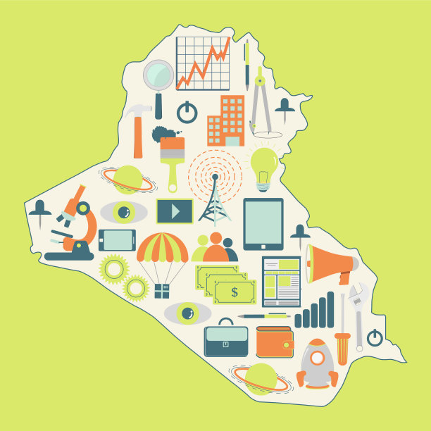 用科技图标绘制伊拉克地图图片下载