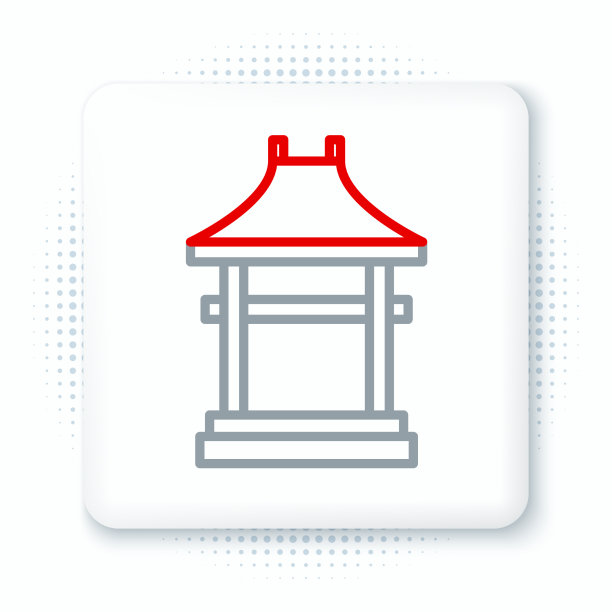线日本门图标孤立在白色背景上图片下载
