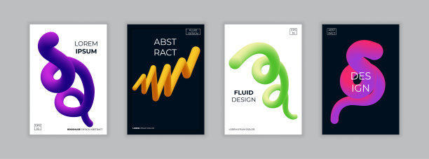 抽象海报流体3d设置在现代风格的光背景。液体色彩背景设计。抽象的亮线。抽象的背景音乐。抽象的几何图案。现代横幅向量。图片下载