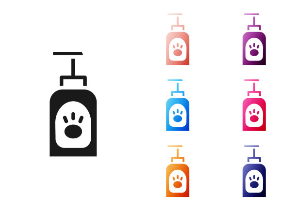 黑色宠物洗发水图标隔离在白色图片下载