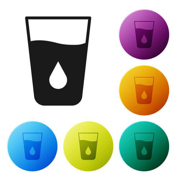 黑色玻璃与水图标隔离在白色图片下载