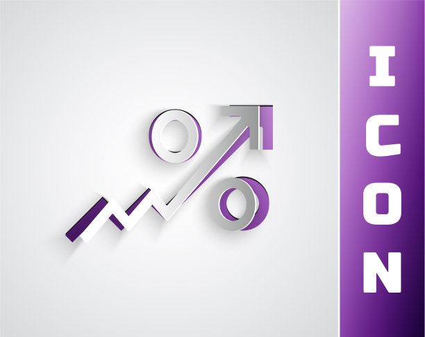 剪纸百分之百向上箭头图标孤立在灰色图片下载