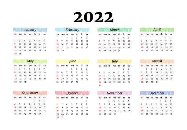 2022年日历被隔离在白色背景上图片下载