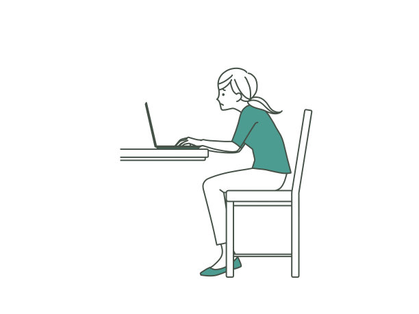 使用笔记本电脑的女性姿势不佳图片下载