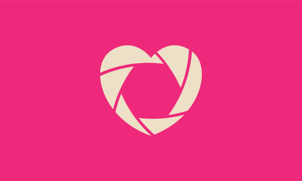 Camera with love logo设计符号图形图片下载