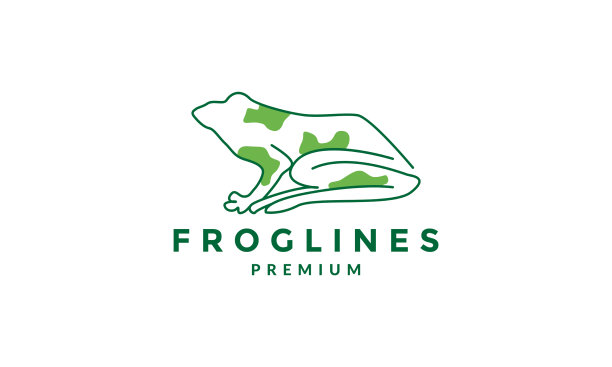 艺术线条丰富多彩的绿色青蛙标志符号图标图片下载