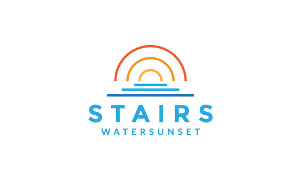 几何日落和水海线抽象标志图片下载