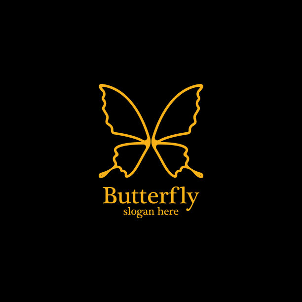 黑色背景上的金色蝴蝶标志模板图片下载