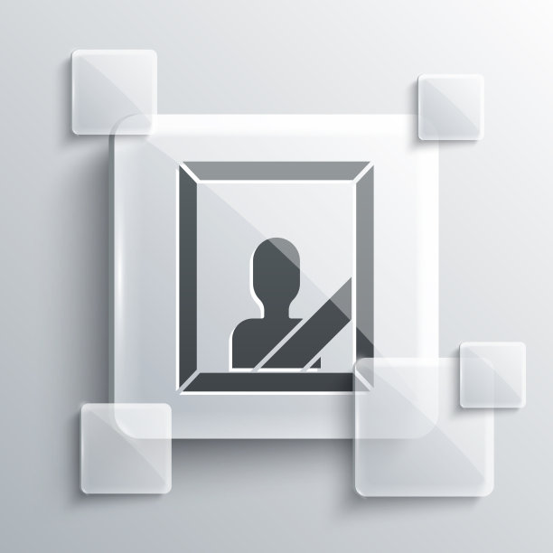 灰色哀悼相框与黑色丝带图标图片下载