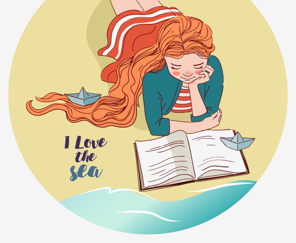 可爱的女孩在看书图片下载