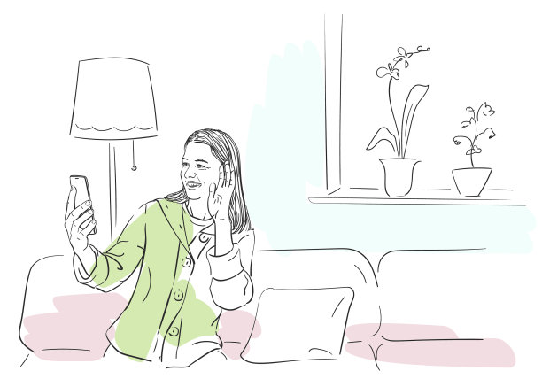 一个女人在用智能手机视频通话图片下载