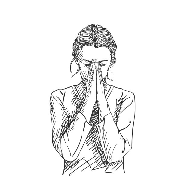 画一个双手合十祈祷的女人图片下载