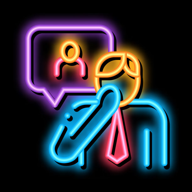 男人剪影霓虹灯图标图片下载