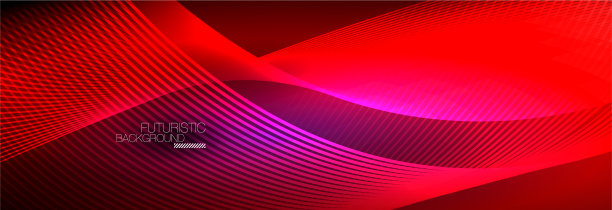 抽象的霓虹灯在黑暗中发出波浪般的光图片下载