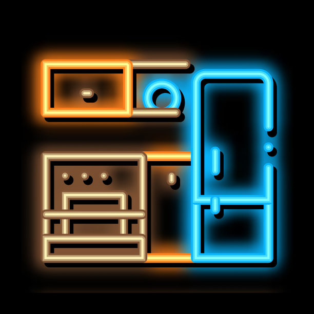 厨房冰箱霓虹灯图标图片下载