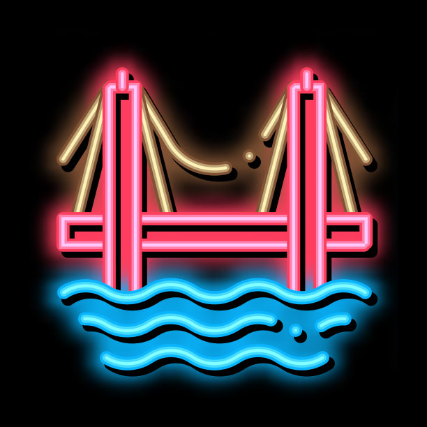 海上大桥霓虹灯闪烁的图标图片下载