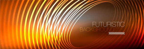 暗抽象背景与发光的霓虹灯圈图片下载