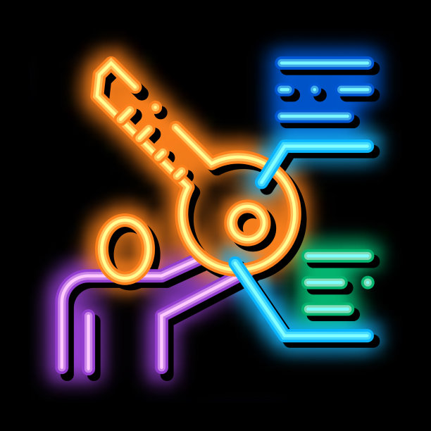 商人手持钥匙霓虹灯图标图片下载