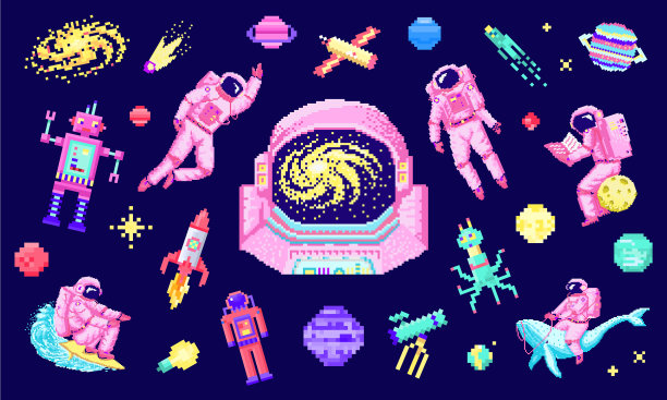 太空星星外星人宇航员机器人火箭图片下载