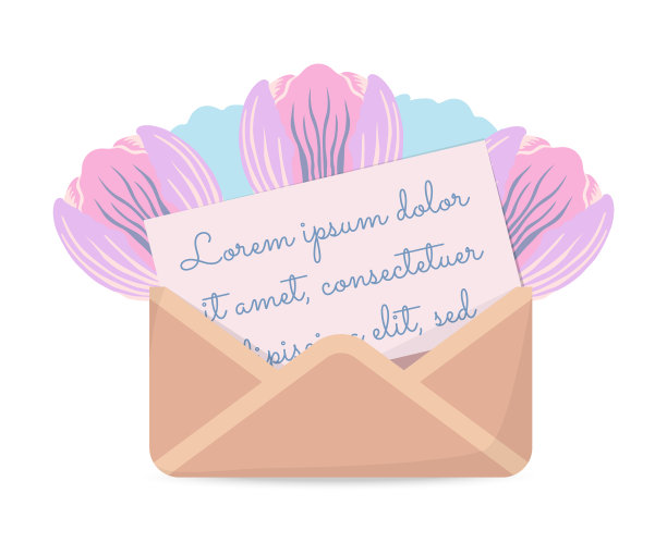 用信纸和郁金香打开信封图片下载