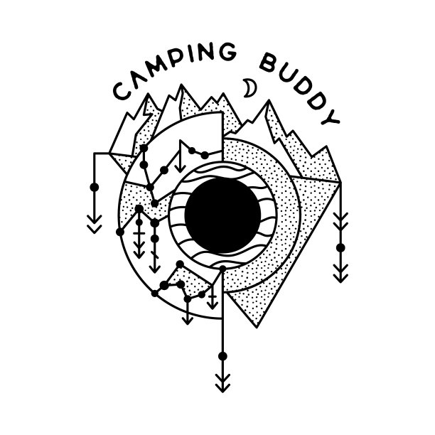 露营神圣几何冒险徽章设计图片下载