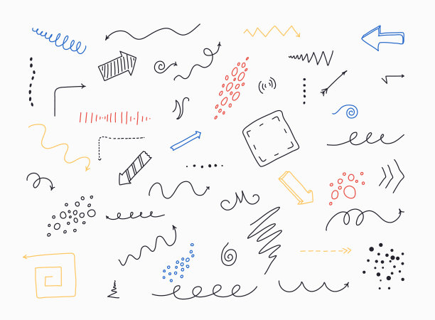 手画箭头设置孤立的白色背景图片下载