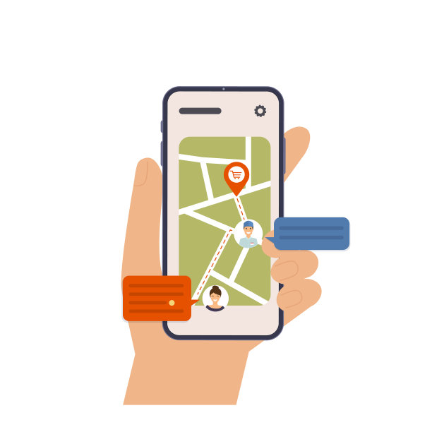 手持智能手机与应用程序交付图片下载