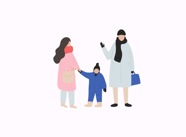 家人带着孩子穿着暖和的衣服平冬图片下载