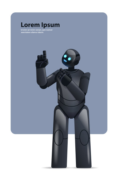 黑色机器人指着一个现代的东西图片下载