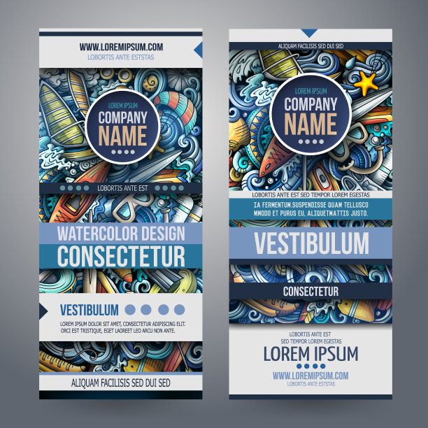 卡通可爱的彩色涂鸦水上运动图片下载