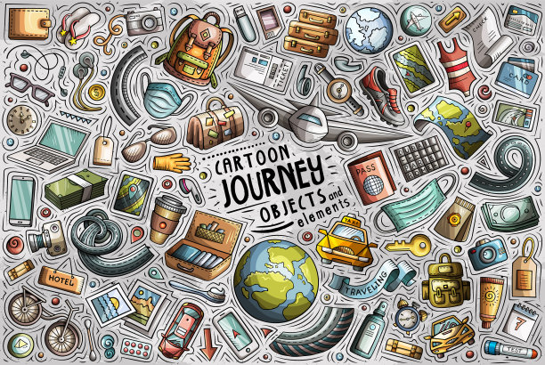 涂鸦漫画设定2021年旅行主题图片下载