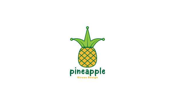 彩色菠萝与皇冠标志符号图标图片下载