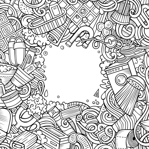 浴室的手绘涂鸦图片下载