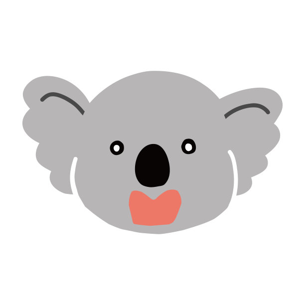 一张只有脸的考拉的插图，脸上带着惊讶的表情。图片下载