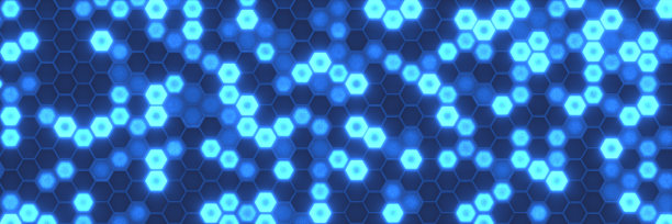 背景的霓虹灯六边形。蜂房的几何结构。三维可视化图片下载