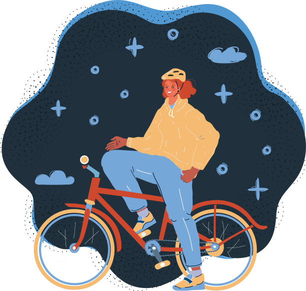 女孩在黑暗中骑自行车图片下载