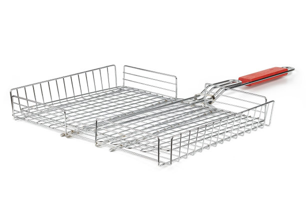 烧烤篮孤立在白色背景上。钢烧烤网格切断。食物炉篦图片下载