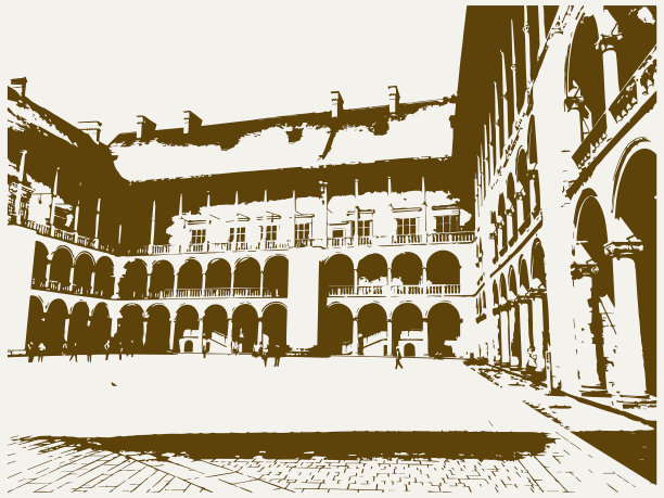 克拉科夫古老的庭院欧洲城市图片下载