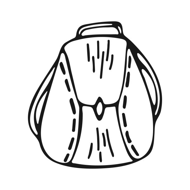 单手画背包孤立在白色图片下载