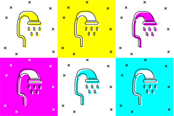 设置宠物淋浴图标隔离的颜色背景图片下载